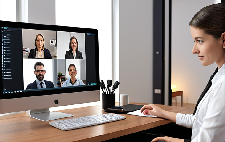 **A young professional participating actively in a video conference, engaging with colleagues, and sharing relevant insights during a virtual meeting. The scene should be set in a modern, organized home office, conveying professionalism and effective remote communication.**