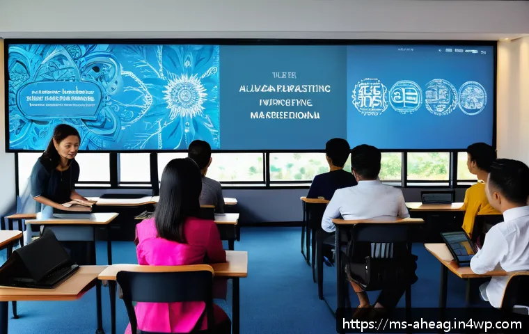 미래 직업 준비에 필요한 자격증 - A modern classroom setting in Malaysia featuring diverse adult students attentively participating in...
